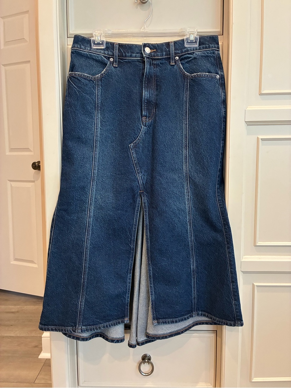 Express Indigo Mermaid Flare Denim Skirt